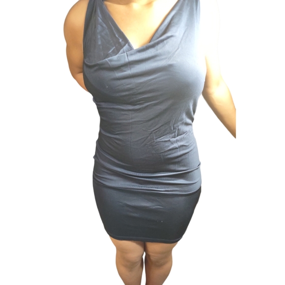 Diane Von Furstenberg Blue Cowl Neck Mini Dress - Picture 3 of 6